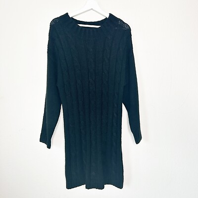 #ad Lost Wander Black Cable Knit Sweater Dress S $25.00
