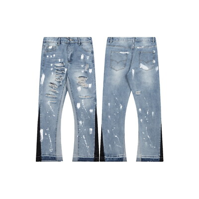 Classic Jeans Gallery printing Dept washed jeans high street Pants blue $51.00
