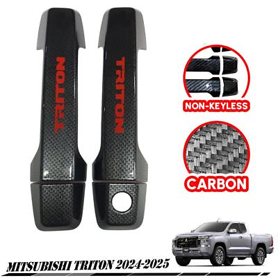 #ad Door Handle Cover Carbon Logo Red For Mitsubishi Triton L200 2024 2025 2Door $39.37
