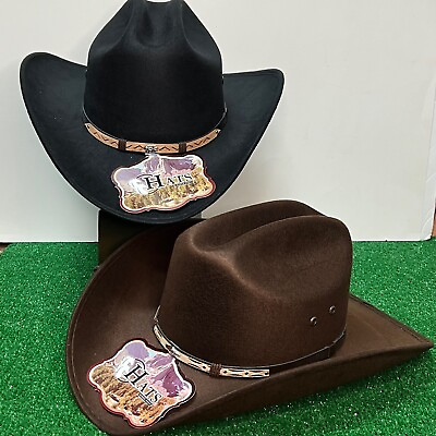 Men#x27;s Black Faux Felt Western Cowboy Hat Tejana Sombrero Texana Vaquero Sinaloa $38.69
