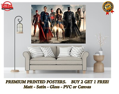 Justice League Batman Superman Large Poster Art Print Gift A0 A1 A2 A3 A4 Maxi GBP 26.25