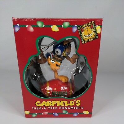 #ad 1996 NOS Garfield Football Christmas Ornament Paws Trim A Tree $16.82