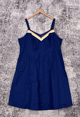 #ad New Modcloth Dress 26 Womens Blue Cotton Retro Vintage Colorful Stripe Plus Size $49.99