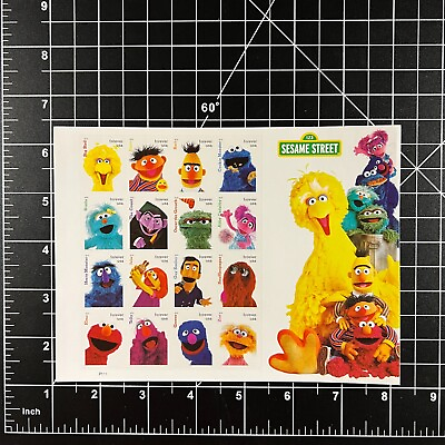 #ad 2019 USPS SHEET OF 16 FIRST CLASS FOREVER STAMPS SESAME STREET quot;50 YEARSquot; 68¢ $10.88