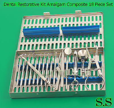 Dental Restorative Kit Amalgam Composite 18 Piece Set Probes Excavator DN 573 $169.80