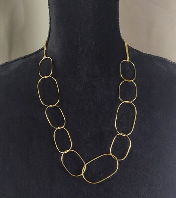 #ad Vintage Gold Tone Double Strand Big Link Chain Necklace Women#x27;s Costume Jewelry $7.49