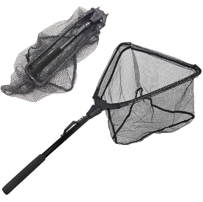 #ad Telescopic Folding Fishing Net Mesh Fish Landing Net Collapsible Pole Handle NEW $25.64