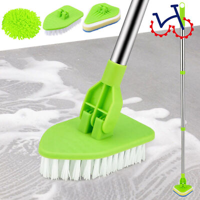 #ad 2Pcs Cleaning Brush Tile Scrubber Sponge 180°Adjustable Handle Car Cleaning Mop $11.09