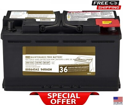 #ad Brand New 12V Battery AcDelco Universal AGM 80 Amp CCA 850 140 Reserve Capacity $319.88