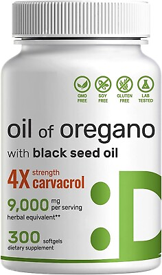 #ad Oregano Oil 9000mg 300gels Contains Carvacrol mediterranean and wild Harvest $26.95