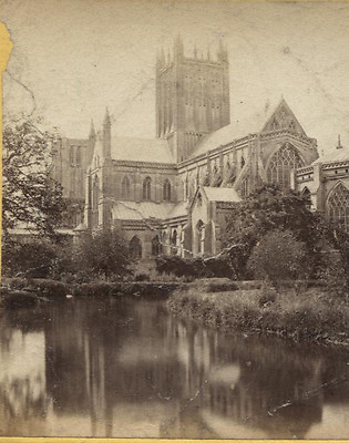 #ad STEREOVIEW CATHEDRAL WITH REFLECTION IN WATER. $9.86