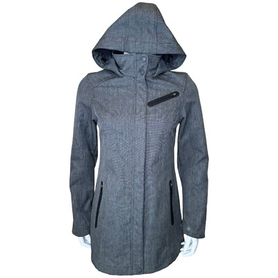 Title Nine Womens Control Raincoat Trench Jacket S Hooded Waterproof Lined Gray $39.99