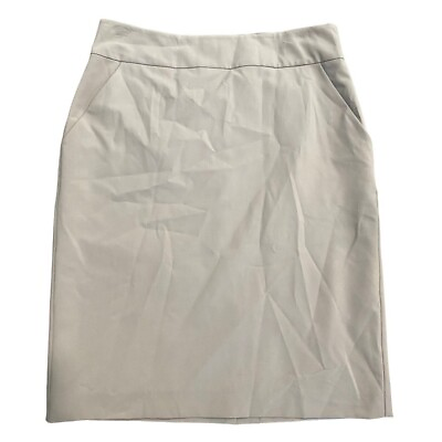 #ad Eileen Fisher knee length pencil skirt lined bone khaki back slit size 6 $39.00