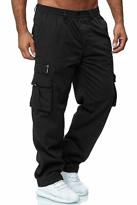 Mens Stretch Cargo Combat Work Pants Multi Pockets Elastic Waist Trousers New $22.49
