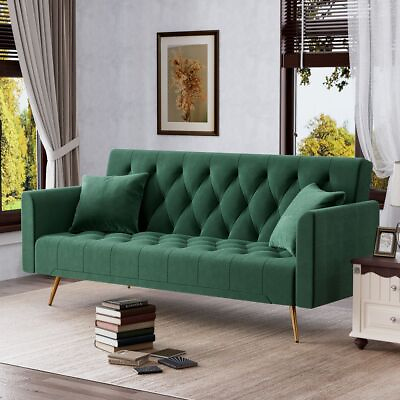 #ad Modern Living Room Adjustable Velvet Sofa Convertible Sleeper Sofa Bed Furniture $279.99