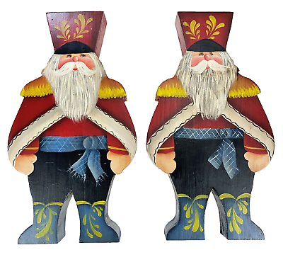 #ad 2 Painted Wood Santa 11.5” Figurine Russian Father Frost Christmas $31.59