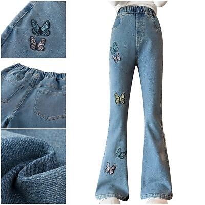 Kids Girls Pants Bell Bottomed Denim Jazz Jeans Holiday Youth Daily Wear Teens #ad $6.57