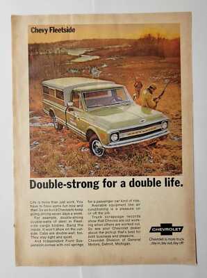 #ad 1969 Chevrolet Fleetside Pickup Truck Double Strong Magazine Ad Duck Hunters $11.99