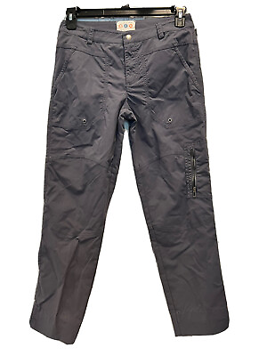 Title Nine Womens 6 Gray Stretch Hiking Pants Outdoor Activewear Zippered Pocket #ad $18.78