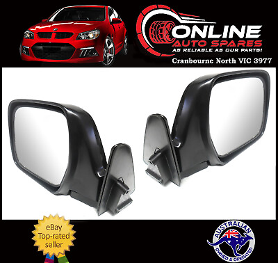 #ad Manual Door Mirror PAIR Suit Toyota Landcruiser 80 Series BLACK rear view AU $159.00