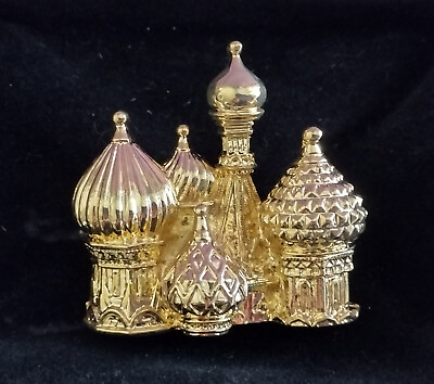 #ad Adrien Mann St Basils Cathedral Russia Gold Tone Pin Brooch Gift Box Insert VTG $31.99