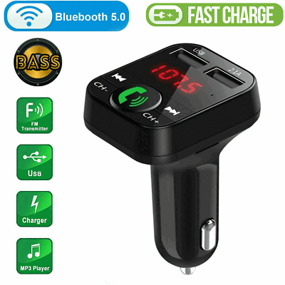#ad In Car Bluetooth FM Transmitter Radio MP3 Wireless Adapter Car Kit USB Charger 2 $7.49