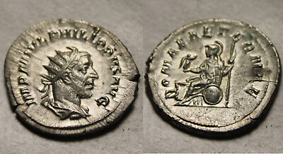 Genuine ancient Roman coin ANTONINIANUS Emperor Philip I the Arab AD 244 Roma EF $108.00