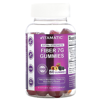 Fiber Gummies Extra Strength Natural Blackberry Peach amp; Strawberry 7 g 60 $13.19