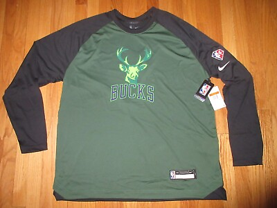 #ad Milwaukee Bucks Team Issued NBA Nike Long Sleeve Shirt Size MT L XL XLT amp; 2XLT $59.95