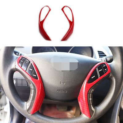 #ad RED ABS Carbon fiber steering wheel Cover Trim For Hyundai Elantra 2012 2016 $26.67