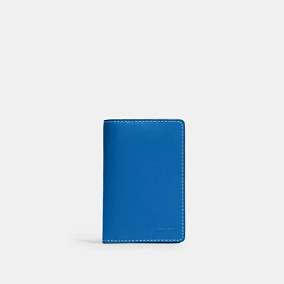 #ad Coach Id License Credit Card Wallet Refined Calf Leather Blue CJ728 NWT $128 $59.39