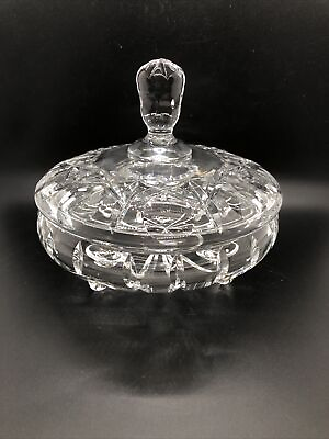 #ad Vintage Crystal Covered Candy Dish Cut Glass 3 Footed Candy $17.99