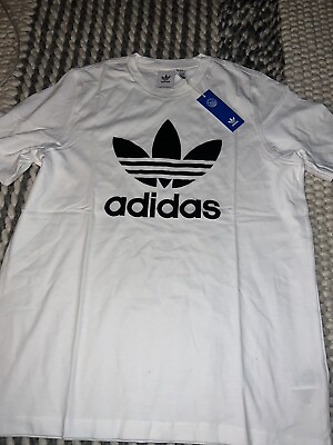NWT Adidas Classic Originals Trefoil Men#x27;s White Black T Shirt Sz S 2XL $30 $19.97