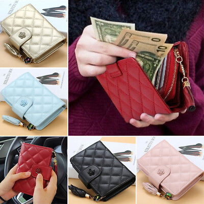 #ad Wallet for Women Hasp Leather Bifold Purse Compact Mini Clutch Bag Card Holders $11.29