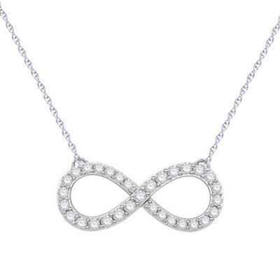 #ad 1 2 ct Natural Diamond Infinity Necklace in 10K White Gold $896.62