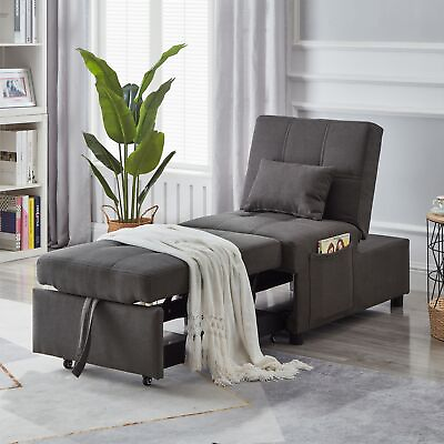 #ad Living Room Bed Room with Grey Linen Fabric Recliner Chair Bed $284.15