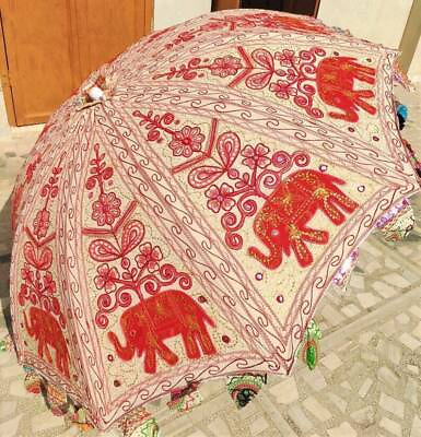 Garden Sun Patio Designer Embroidered Hippie Cotton 72#x27;#x27; Beach Parasol Umbrella $104.39