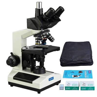 #ad 2000X Trinocular LED MicroscopeVinyl Carry CaseBlank SlidesCoversLens Paper $401.99