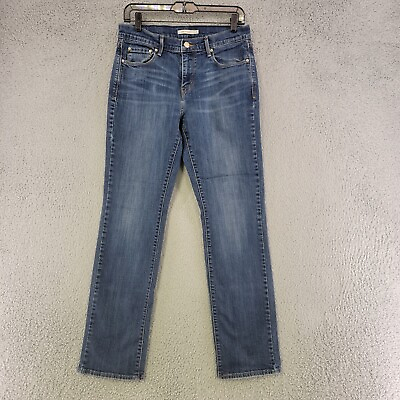 #ad Levis Jeans Womens 8 Blue Straight Leg 505 Dark Wash Denim Classic Red Tab $16.77