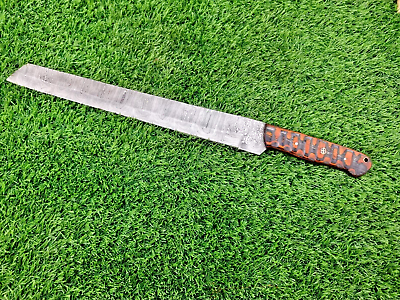 #ad Damascus Steel kitchen chef Knife bread knife 18quot; long Hand Forged blade $35.00