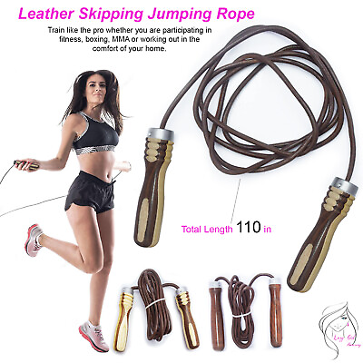 Leather Skipping Rope Jump Boxing Fitness Speed Rope Adult Kids Weight Loss Rope GBP 8.99