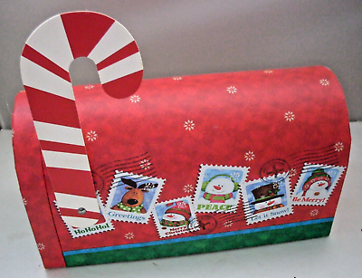 #ad Mailbox Shaped Storage Christmas Candies Box by Seasonal Packing Vintage $15.99