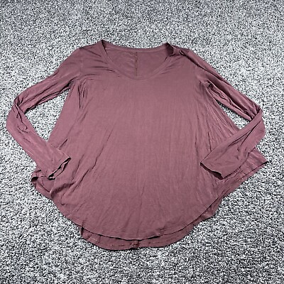 #ad Lululemon T Shirt Womens Up for Down Time Long Sleeve Dark Terracotta Size 8 10 $35.99