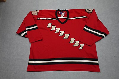 #ad Vintage Green Bay Gamblers Jersey Men 2XL Red Sweater SP Jersey NHL Retro Mesh $39.97