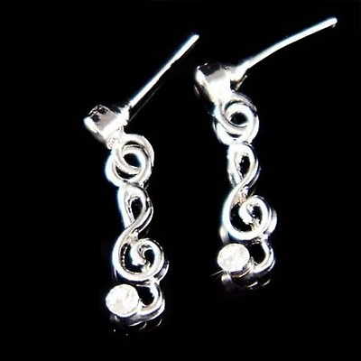 #ad Treble G Clef made with Swarovski Crystal Music Note Musical Girls Earrings Xmas $35.00
