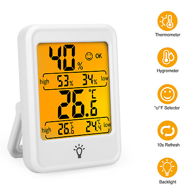 #ad Thermometer Indoor Digital LCD Hygrometer Temperature Humidity Alarm Clock Gift $10.88