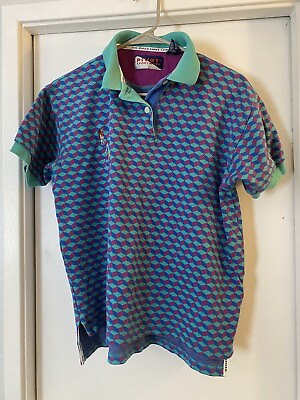 #ad PIVOT Small vintage colorful golf themed polo shirt $15.00
