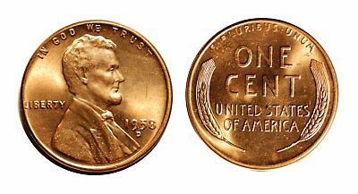 #ad 1958 D D Lincoln Cent CONECA RPM 002 Uncirculated BU Red #511 $5.95