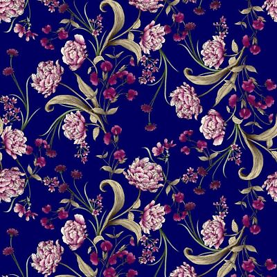 #ad Large Flowers Printed on Jersey Knit Fabric by the Yard Style P 458 HVY RSJ $3.96