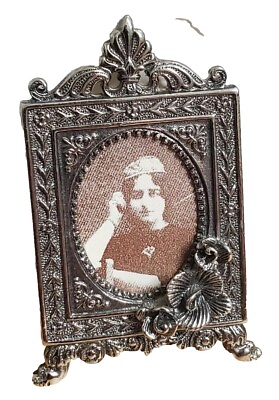 VTG Photo Frame Brooch Pin Mini Picture Art Nouveau Silver Tone Small 2quot; $16.63